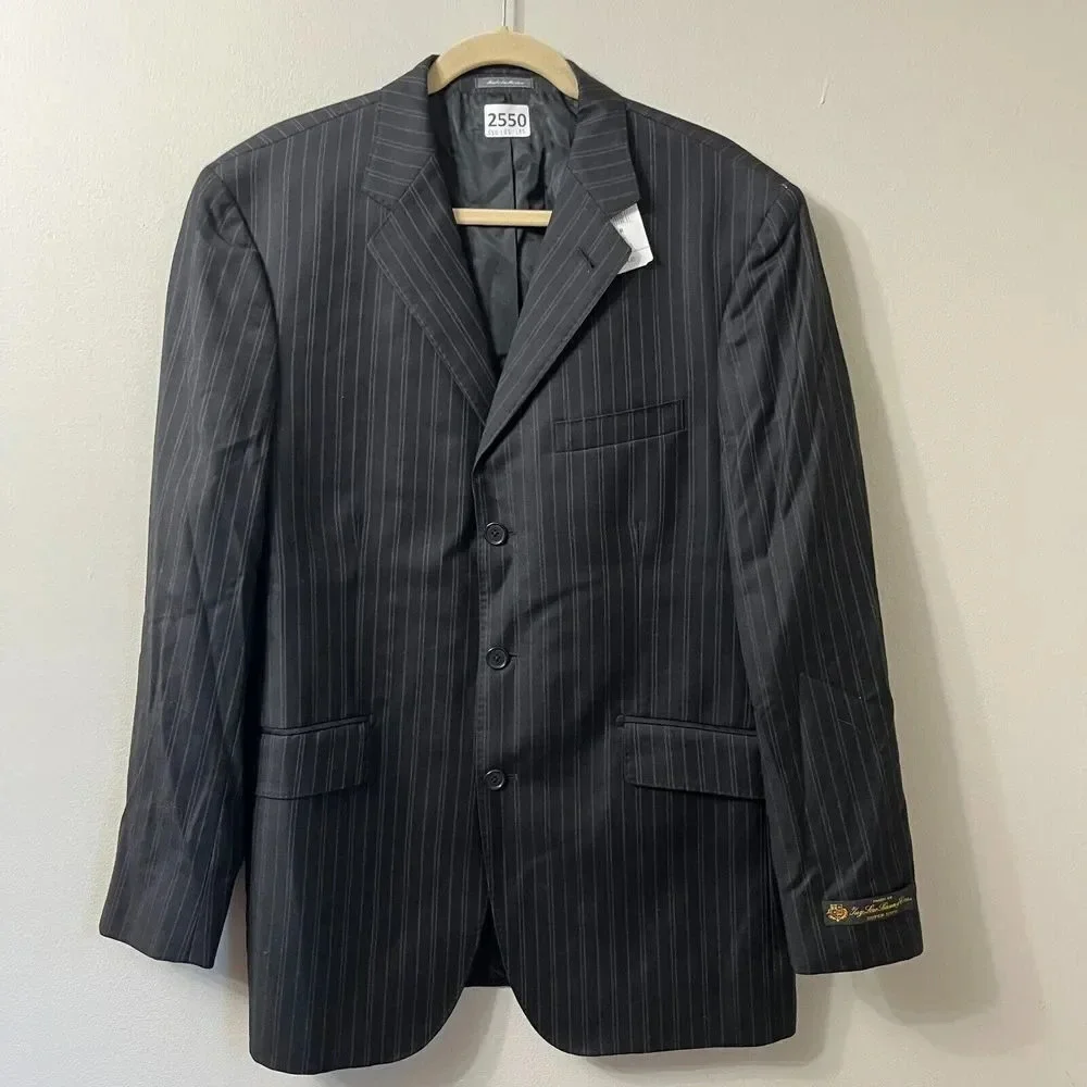 New Saks Fifth Avenue Mens Black Blazer 42R Loro Piana Wool Lined Single Breast